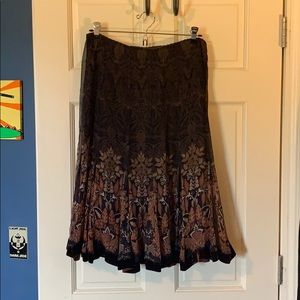 Elie Tahari Brown Paisley Silk Skirt Knee/Midi